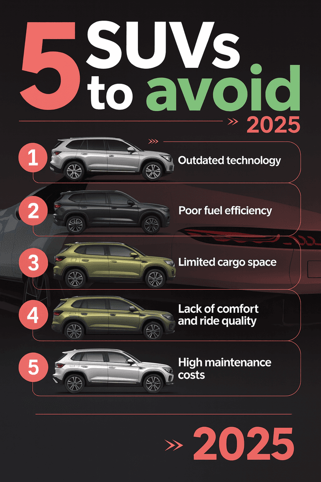 📋 Learn which SUVs fall short on tech, comfort, fuel efficiency, or reliability in this detailed guide